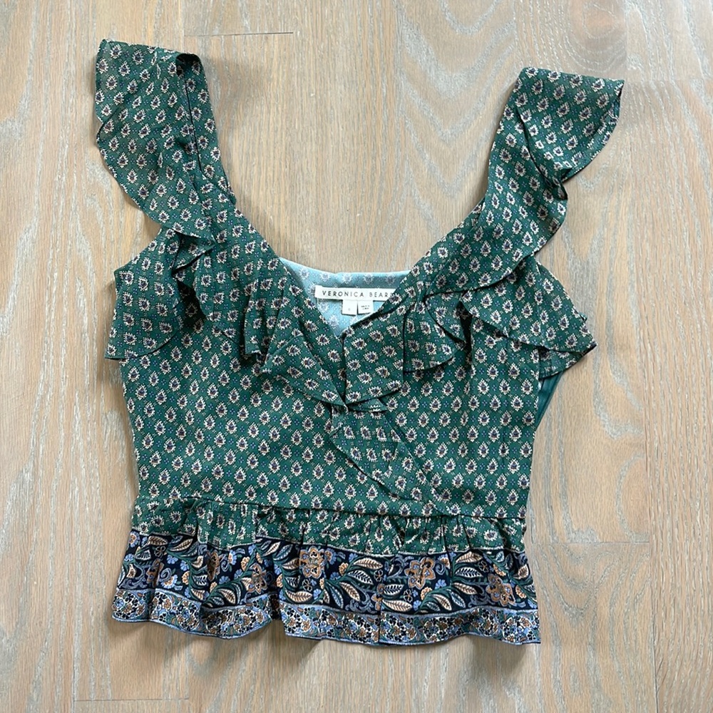 Veronica Beard boho ruffle silk paisley camisole